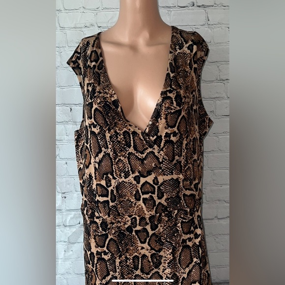 Serra Brown & Black Cheetah Print Sleeveless dress size XL - Picture 2 of 14